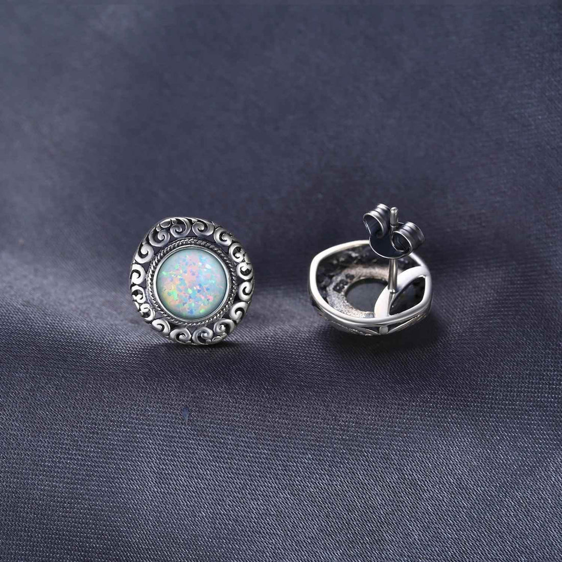 Round Gemstone 925 Sterling Silver Earrings Charm Jewelry JOS0353 - Touchy Style