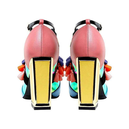 Ruffles Bird High Heel Sandals - Chunky Casual Shoes RX340 - Touchy Style