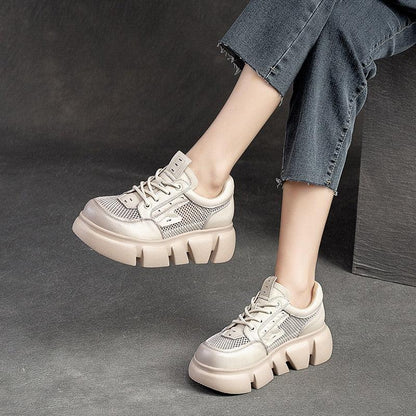 RV147 Mesh Leather Thin Walking Sneaker: Women&