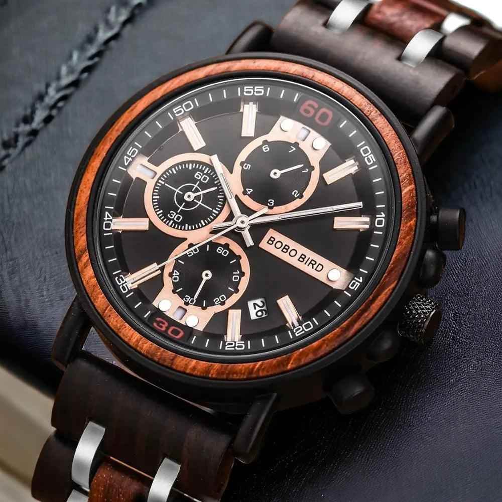 S18 Simple Wooden Watch: Stylish Chronograph for Men - Touchy Style