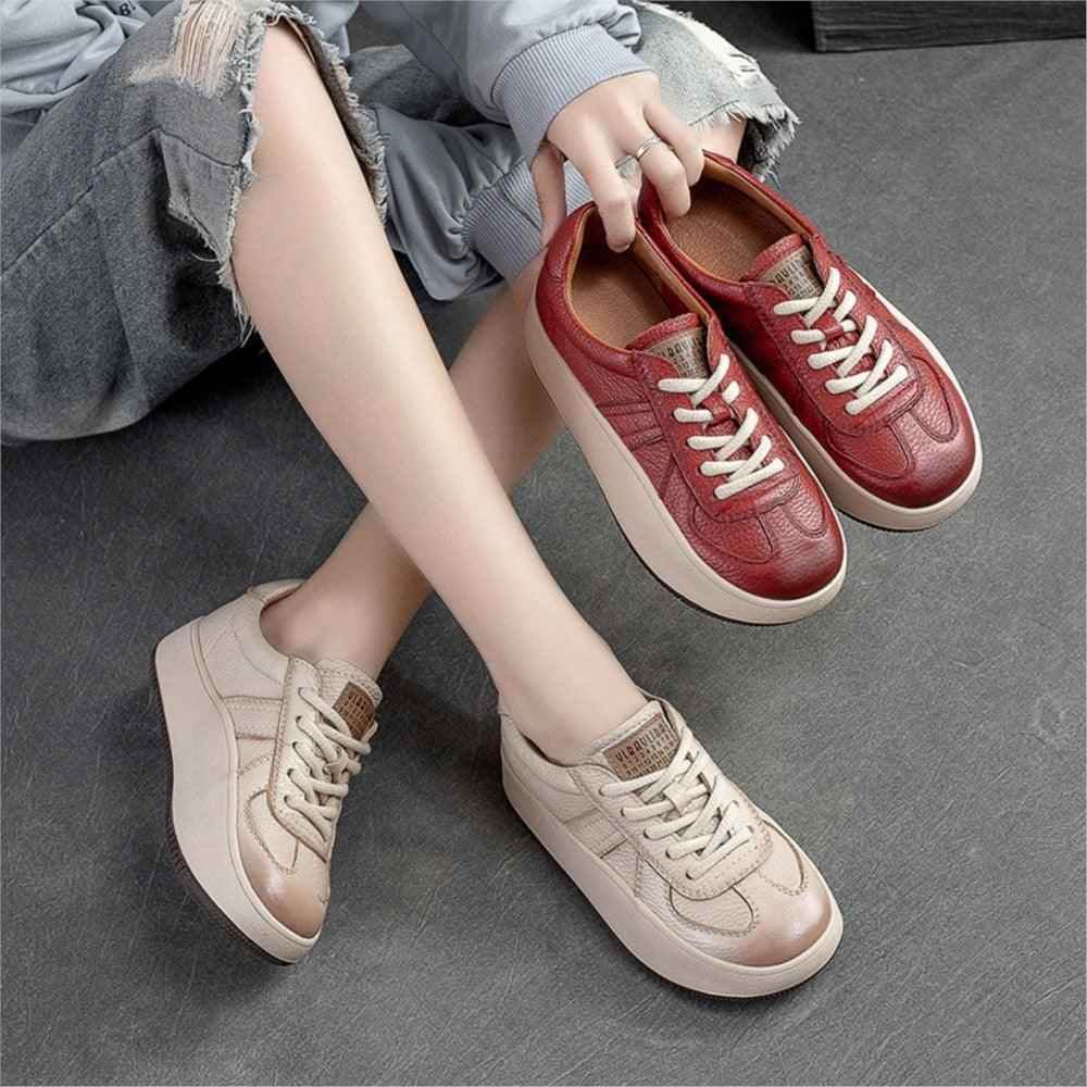 SA319 Comfortable Leather Sneakers: Fashionable Women&