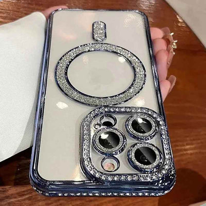SCCPC1039 Cute Phone Case for iPhone 16, 15, 14, 13, 12, or 11 Pro Max Plus - Diamond Glitter Magnetic Charging Cover - Touchy Style