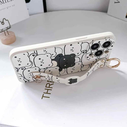 SCCPC206 Cute Phone Case For iPhone 11, 12, 13, 14, 15 Pro Max, 7, 8 Plus, XR, and Xs Max - Bears Lanyard Cover - Touchy Style