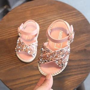 Sequin Rhinestone Flat Soft Toddler Casual Shoes For Girl DM-033 - Touchy Style .