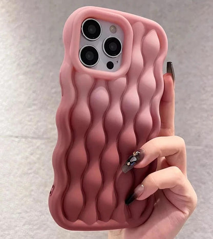 Silicone Cute Phone Case with Color Gradient Wave Pattern for iPhone 11 Pro Max, 12, 13, 14, 15 - Touchy Style .