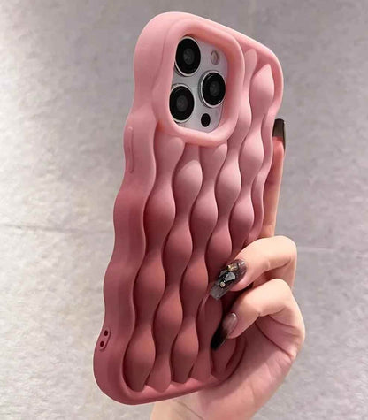 Silicone Cute Phone Case with Color Gradient Wave Pattern for iPhone 11 Pro Max, 12, 13, 14, 15 - Touchy Style