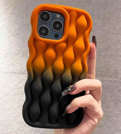Silicone Cute Phone Case with Color Gradient Wave Pattern for iPhone 11 Pro Max, 12, 13, 14, 15 - Touchy Style