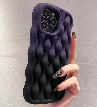 Silicone Cute Phone Case with Color Gradient Wave Pattern for iPhone 11 Pro Max, 12, 13, 14, 15 - Touchy Style