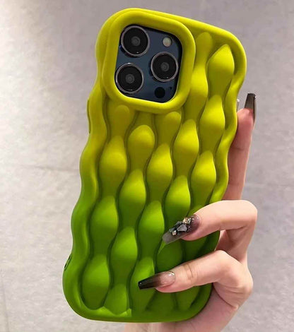 Silicone Cute Phone Case with Color Gradient Wave Pattern for iPhone 11 Pro Max, 12, 13, 14, 15 - Touchy Style