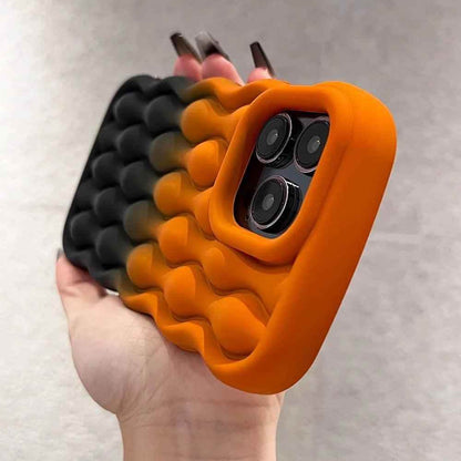 Silicone Cute Phone Case with Color Gradient Wave Pattern for iPhone 11 Pro Max, 12, 13, 14, 15 - Touchy Style