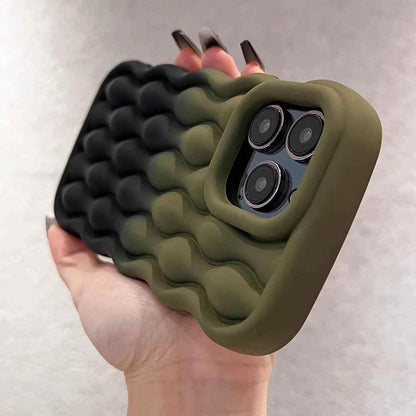 Silicone Cute Phone Case with Color Gradient Wave Pattern for iPhone 11 Pro Max, 12, 13, 14, 15 - Touchy Style