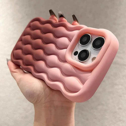 Silicone Cute Phone Case with Color Gradient Wave Pattern for iPhone 11 Pro Max, 12, 13, 14, 15 - Touchy Style