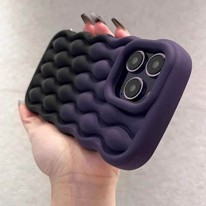 Silicone Cute Phone Case with Color Gradient Wave Pattern for iPhone 11 Pro Max, 12, 13, 14, 15 - Touchy Style