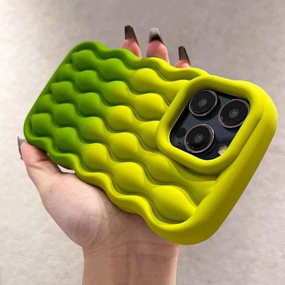 Silicone Cute Phone Case with Color Gradient Wave Pattern for iPhone 11 Pro Max, 12, 13, 14, 15 - Touchy Style