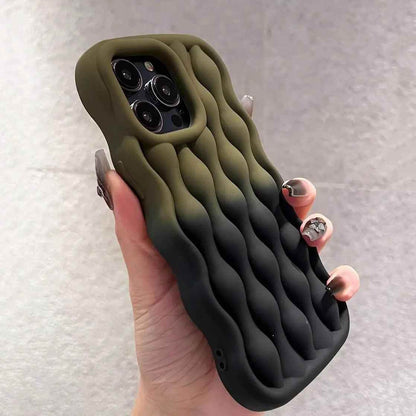 Silicone Cute Phone Case with Color Gradient Wave Pattern for iPhone 11 Pro Max, 12, 13, 14, 15 - Touchy Style