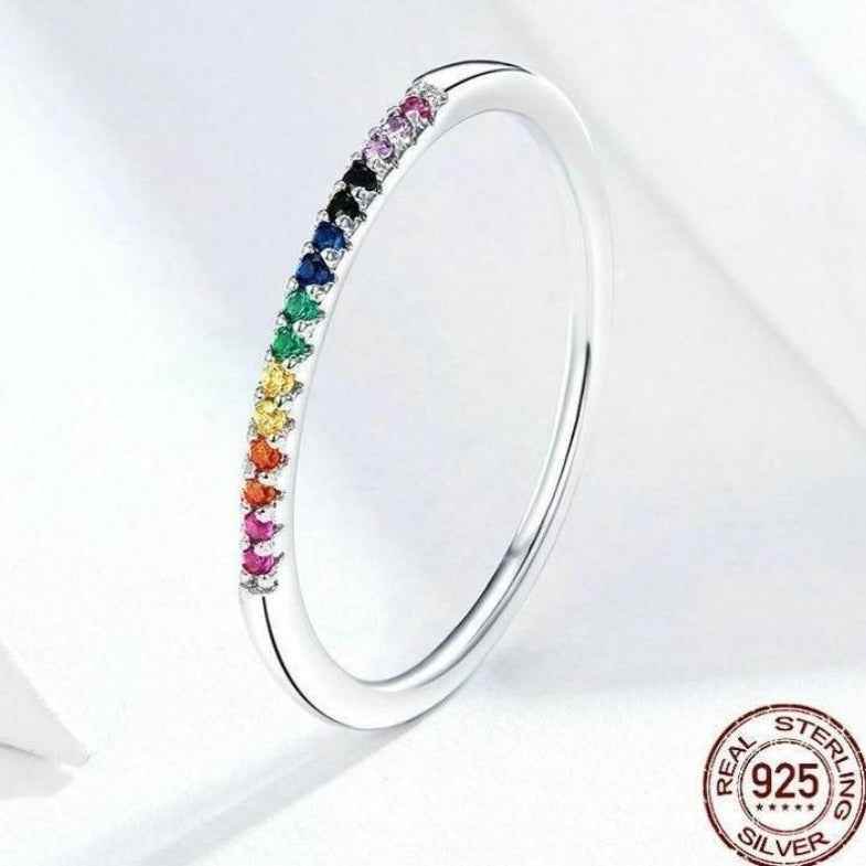 Simple Colorful 925 Sterling Silver Ring Charm Jewelry GN155 - Touchy Style