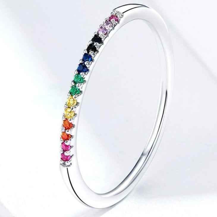 Simple Colorful 925 Sterling Silver Ring Charm Jewelry GN155 - Touchy Style