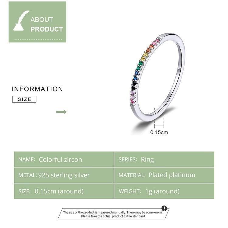 Trendy Simple Colorful Life 925 Sterling Silver Ring Charm Jewelry 