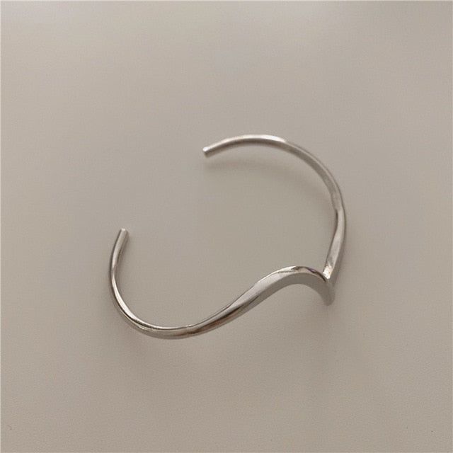 Simple White Shellfish Bracelets Charm Jewelry SOS33 Metal Geometric Open Bangle - Touchy Style .