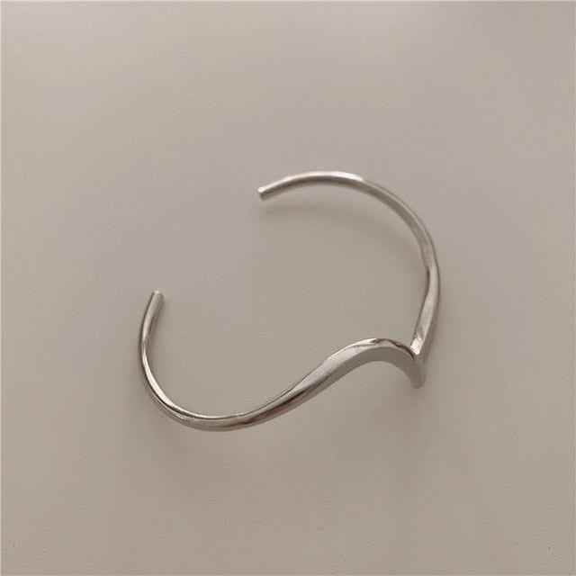 Simple White Shellfish Bracelets Charm Jewelry SOS33 Metal Geometric Open Bangle - Touchy Style