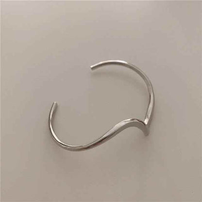 Simple White Shellfish Bracelets Charm Jewelry SOS33 Metal Geometric Open Bangle - Touchy Style