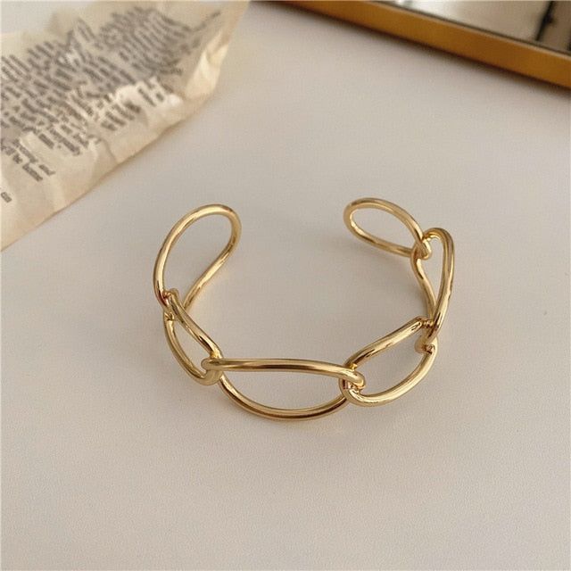 Simple White Shellfish Bracelets Charm Jewelry SOS33 Metal Geometric Open Bangle - Touchy Style .