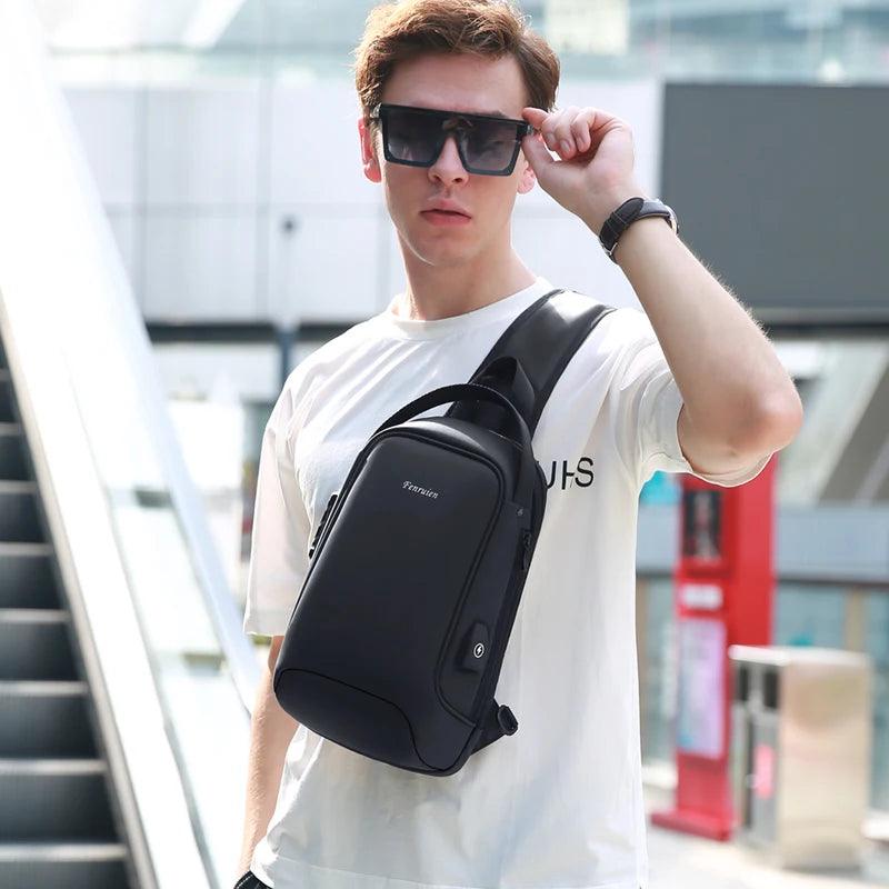Small Black Cool Backpack CBFMTY38 For Men Shoulder Bag Crossbody Bag - Touchy Style