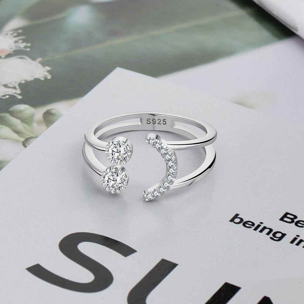Smile Face Charm Jewelry - Resizable 925 Sterling Silver Finger Ring (GZ211) - Touchy Style