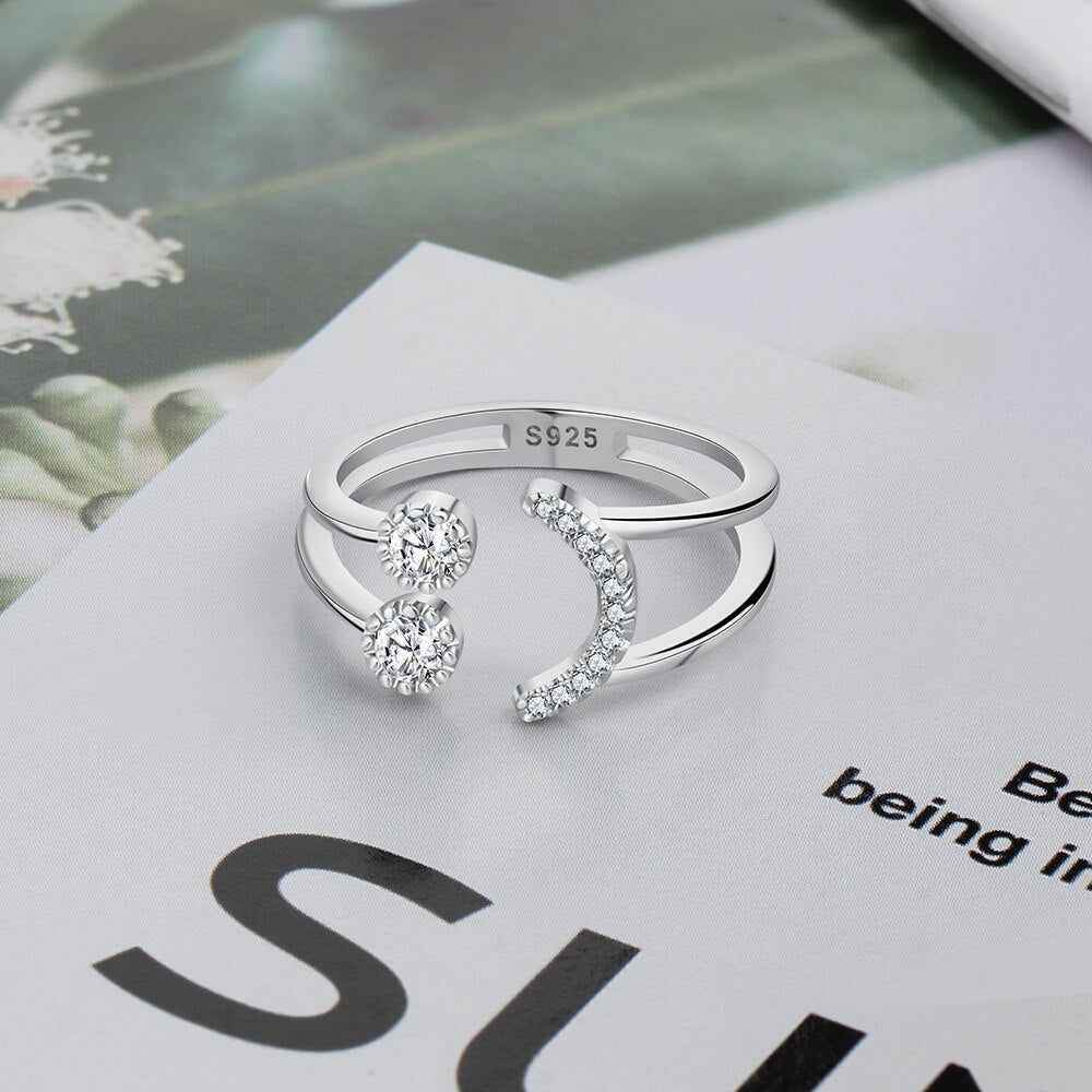 Smile Face Charm Jewelry - Resizable 925 Sterling Silver Finger Ring (GZ211) - Touchy Style .