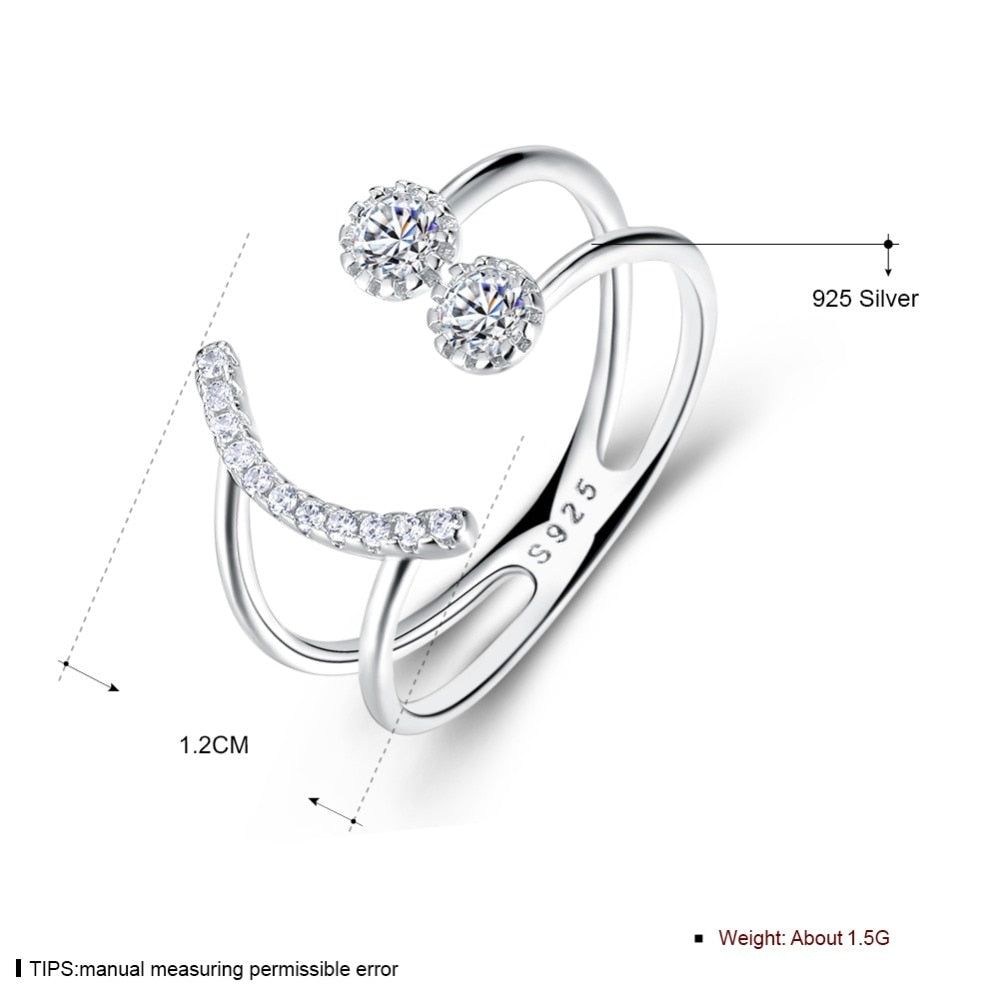 Smile Face Charm Jewelry - Resizable 925 Sterling Silver Finger Ring (GZ211) - Touchy Style .