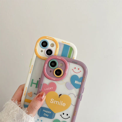 Smile Heart Letters Bumper Clear Cute Phone Cases For iPhone 14 13 12 11 Pro Max - Touchy Style .