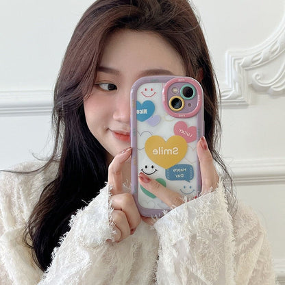 Smile Heart Letters Bumper Clear Cute Phone Cases For iPhone 14 13 12 11 Pro Max - Touchy Style .
