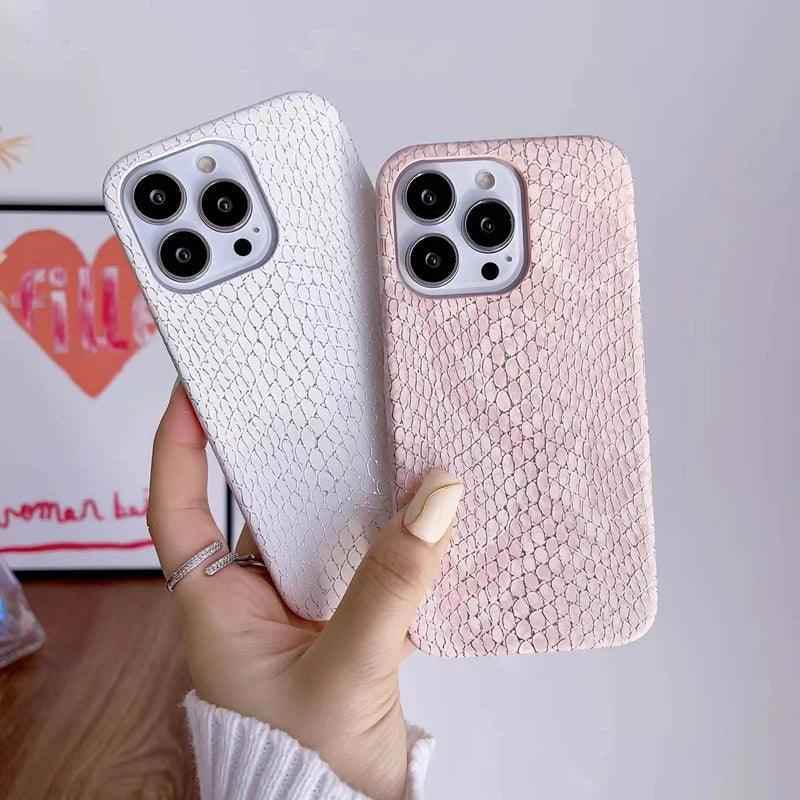 Snake Texture Leather Cute Phone Case for iPhone 7, 8 Plus, X, XS Max, XR, 11, 12, 13, 14, 15 Pro Max - Touchy Style .