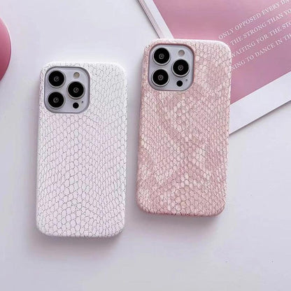 Snake Texture Leather Cute Phone Case for iPhone 7, 8 Plus, X, XS Max, XR, 11, 12, 13, 14, 15 Pro Max - Touchy Style .