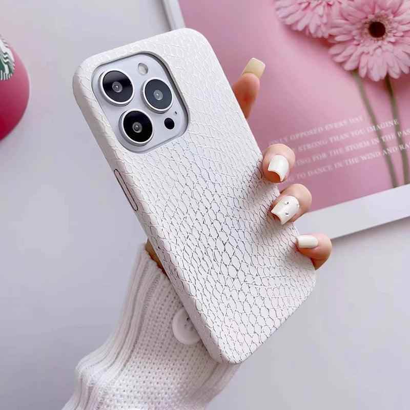 Snake Texture Leather Cute Phone Case for iPhone 7, 8 Plus, X, XS Max, XR, 11, 12, 13, 14, 15 Pro Max - Touchy Style .