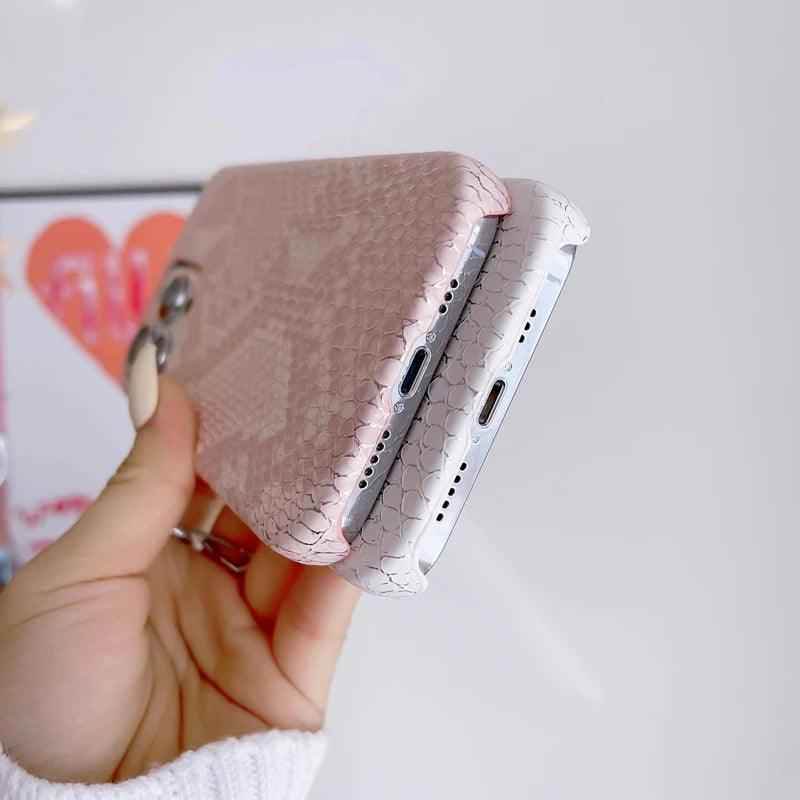 Snake Texture Leather Cute Phone Case for iPhone 7, 8 Plus, X, XS Max, XR, 11, 12, 13, 14, 15 Pro Max - Touchy Style .