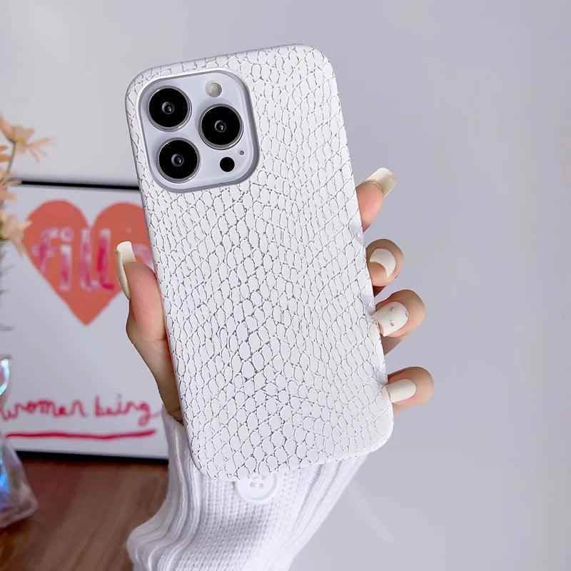 Snake Texture Leather Cute Phone Case for iPhone 7, 8 Plus, X, XS Max, XR, 11, 12, 13, 14, 15 Pro Max - Touchy Style .