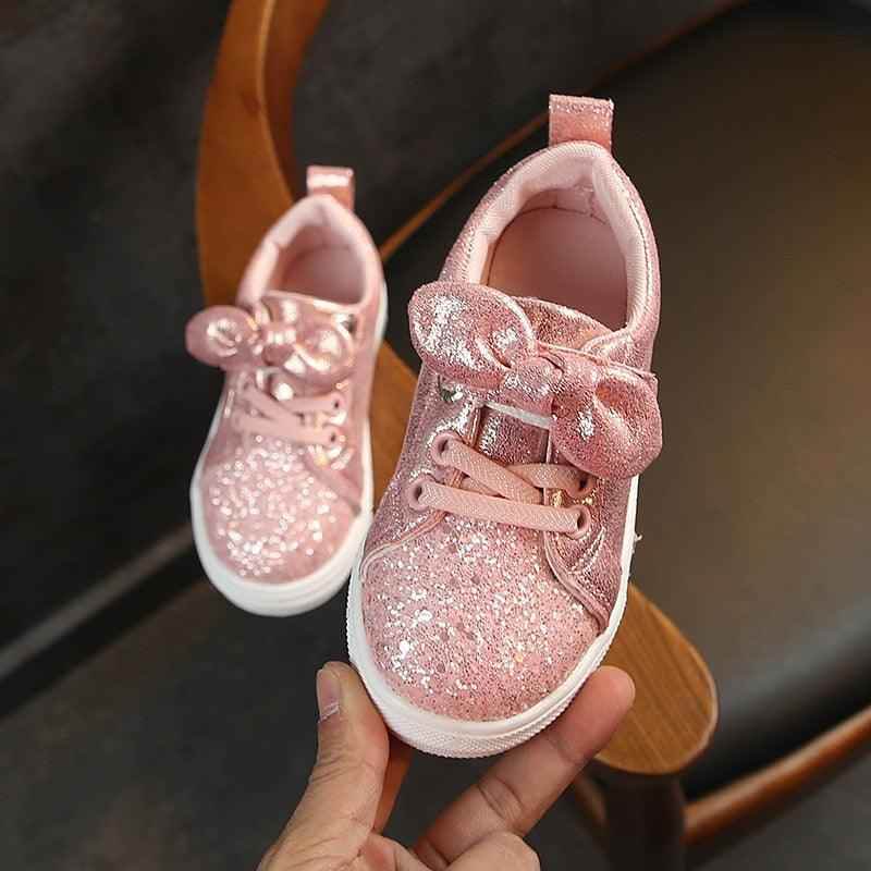 Soft Glitter Toddler Girls Sneakers with Crystal - TH346 Baby Kids Casual Shoes - Touchy Style .