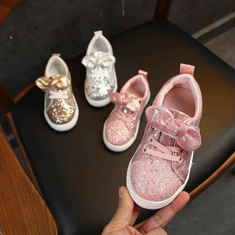 Soft Glitter Toddler Girls Sneakers with Crystal - TH346 Baby Kids Casual Shoes - Touchy Style