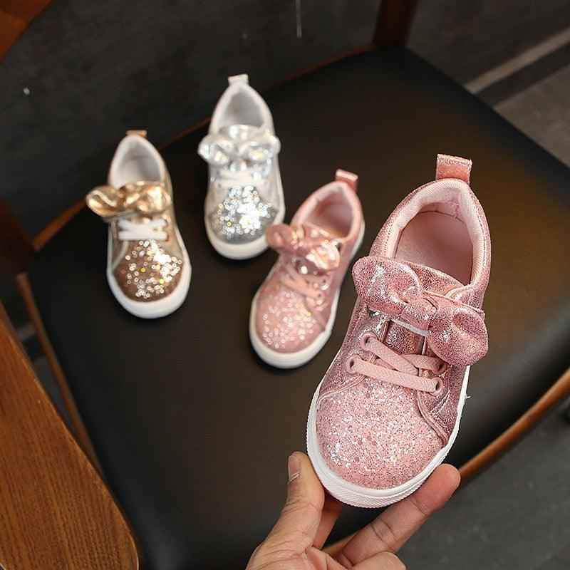 Soft Glitter Toddler Girls Sneakers with Crystal - TH346 Baby Kids Casual Shoes - Touchy Style .