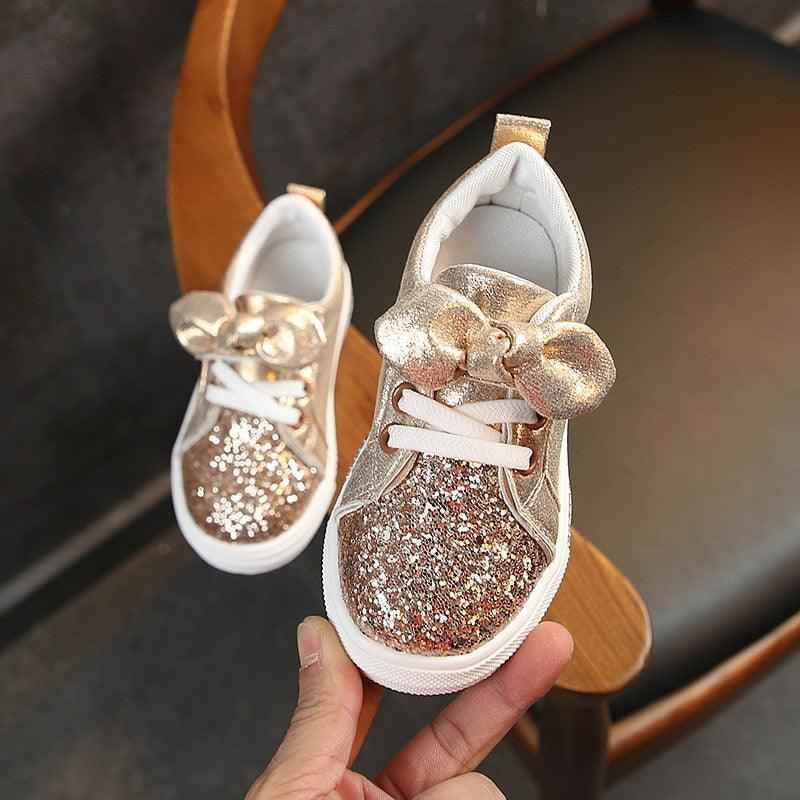 Soft Glitter Toddler Girls Sneakers with Crystal - TH346 Baby Kids Casual Shoes - Touchy Style .