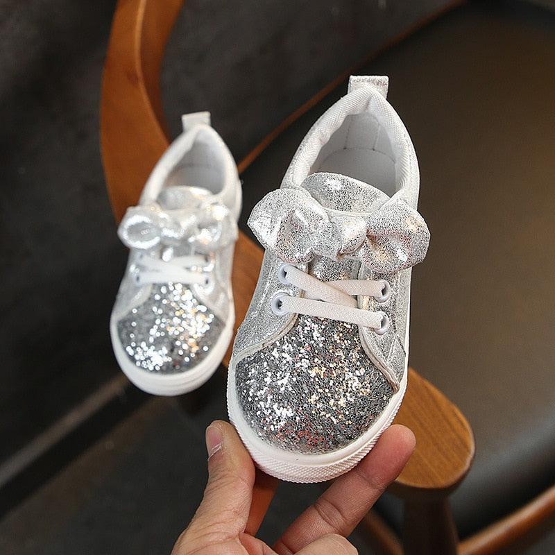 Soft Glitter Toddler Girls Sneakers with Crystal - TH346 Baby Kids Casual Shoes - Touchy Style .