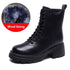 Solid Genuine Leather Ankle Boots - Women&