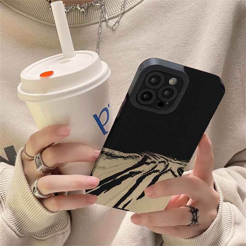 Sophisticated Abstract Illustration: Soft Leather Cute Phone Cases for iPhone 14, 11, 12, 13 Pro, XS Max, Mini, 6, 7, 8 Plus, X, and XR - Touchy Style