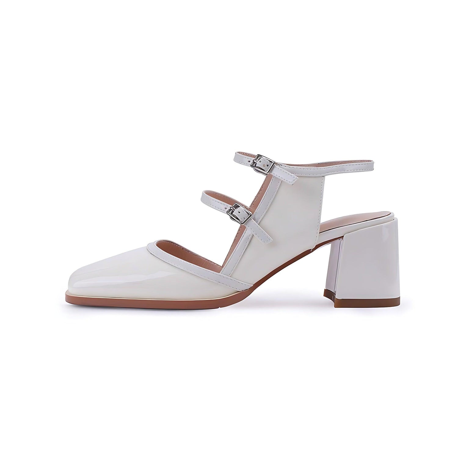 Square Thick High Heel French Sandals - Women&