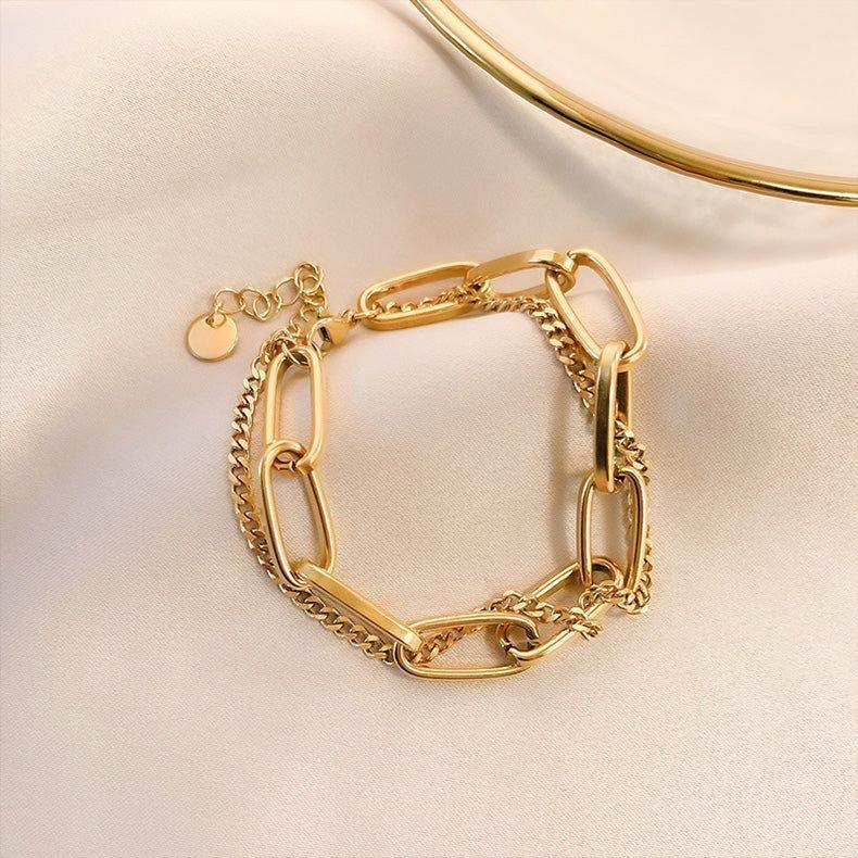 Stainless Steel Bracelets Charm Jewelry XYS1113 Cool Golden Chain - Touchy Style .