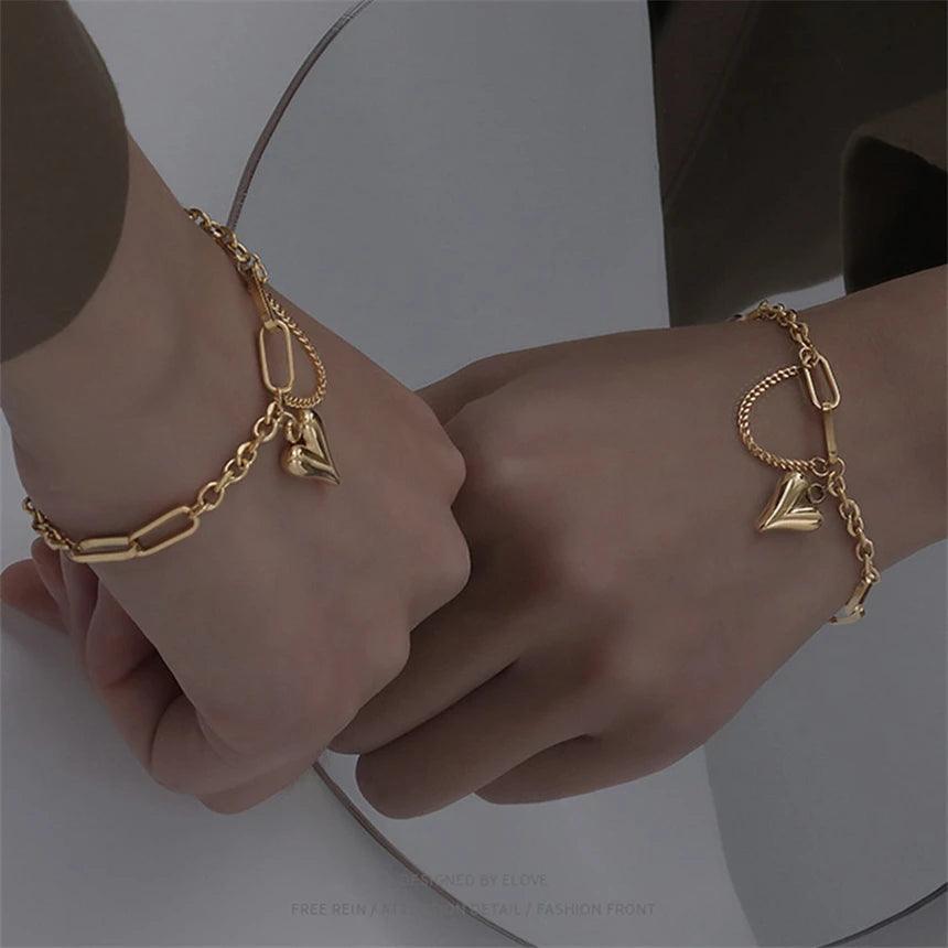 Stainless Steel Bracelets Charm Jewelry XYS1201 Golden Classic Heart Pendant - Touchy Style