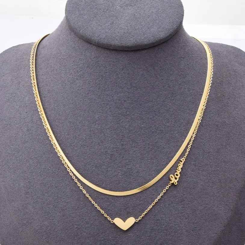 Stainless Steel Multilayer Necklaces Charm Jewelry NCJSO43 Classic Heart Letters - Touchy Style