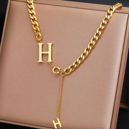 Stainless Steel Short Necklaces Charm Jewelry NCJSO52 Classic B Letter - Touchy Style