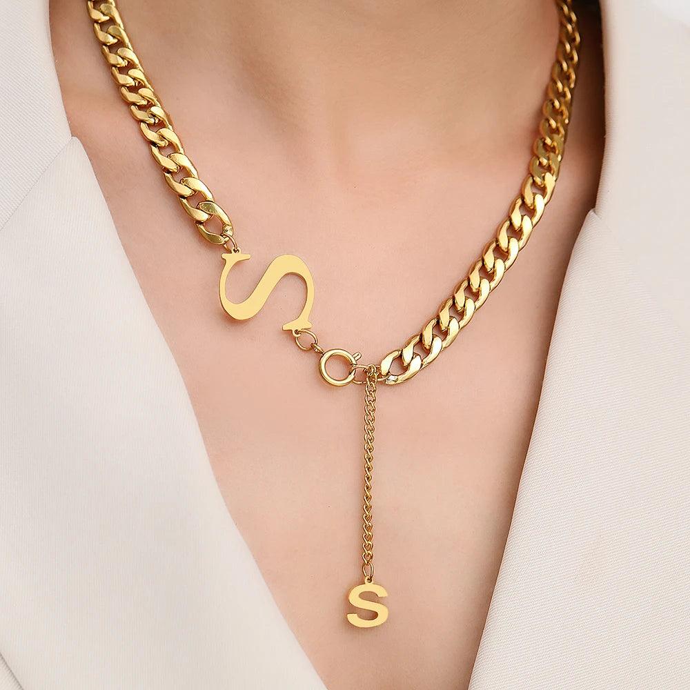 Stainless Steel Short Necklaces Charm Jewelry NCJSO52 Classic B Letter - Touchy Style
